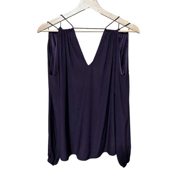 EUC - Ramy Brook Silk Gigi Cold Shoulder V Neck Blouse - size XS - Picture 4 of 4